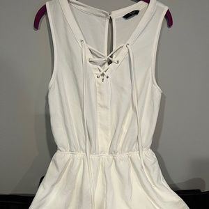 White Lace Up Romper